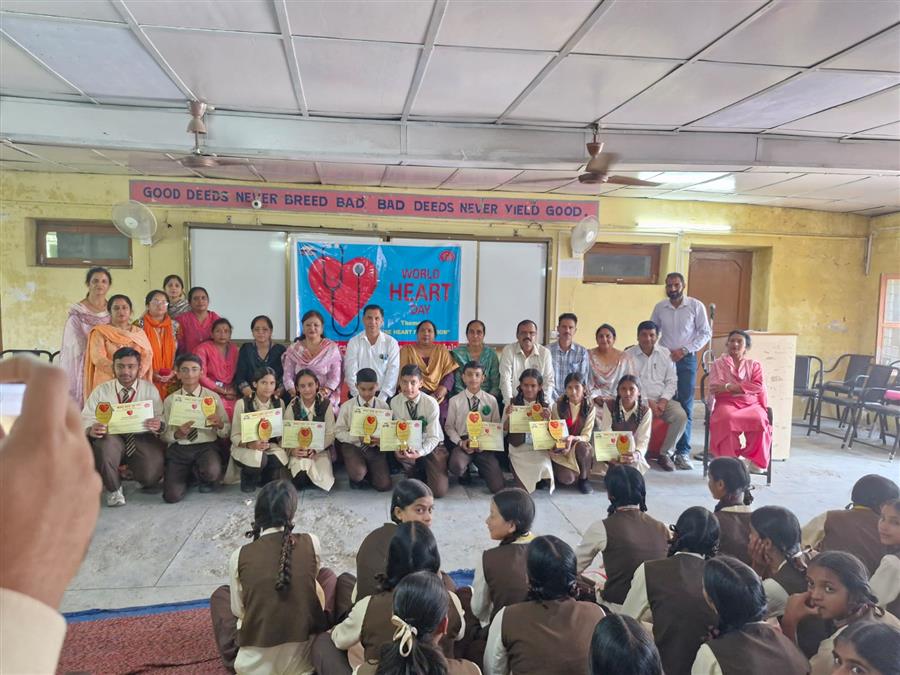  विश्व ह्रदय दिवस राजकीय वरिष्ठ माध्यमिक स्कूल सुलह में  मनाया गया