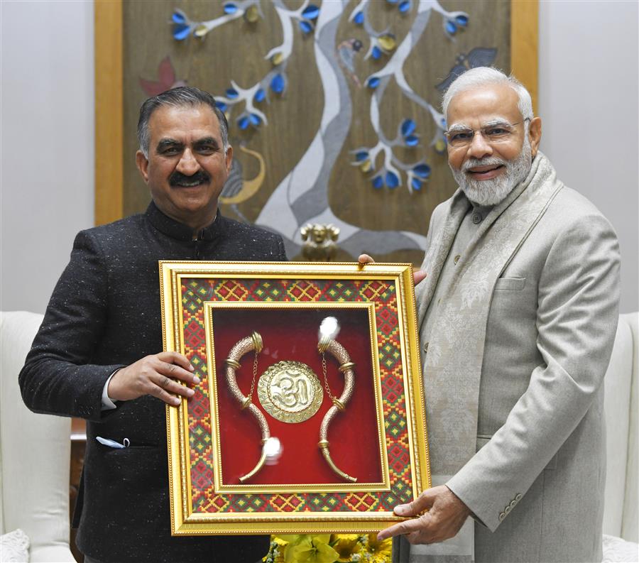 Himachal C M Thakur Sukhvinder Singh Sukhu calls on Prime Minister