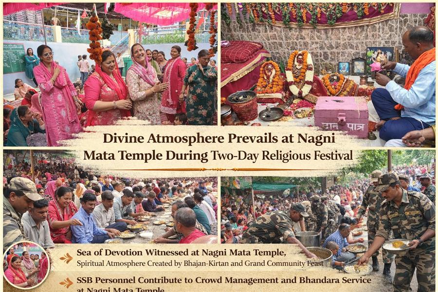 Devotees Throng Nagni Mata Temple, Grand Bhandara and Bhajan-Kirtan Mark Celebrations