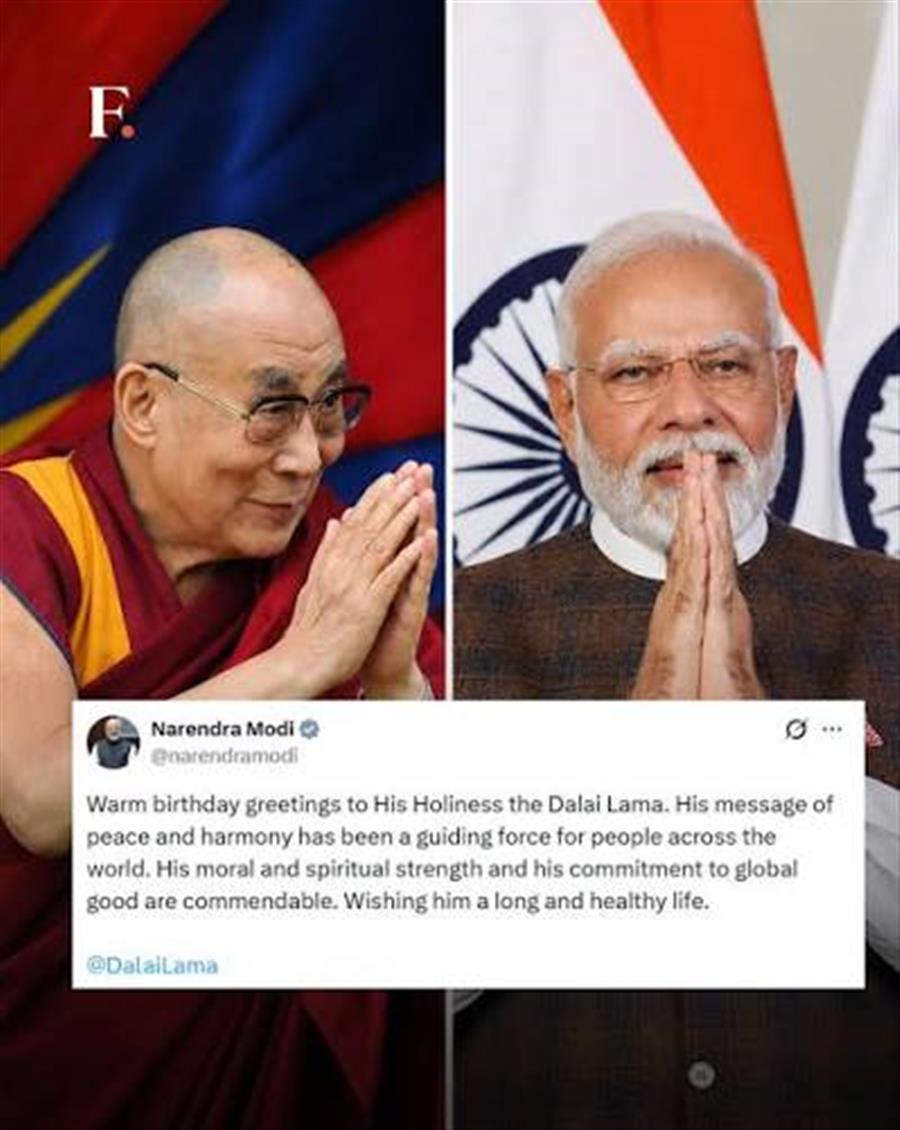 प्रधानमंत्री ने दलाई लामा को जन्मदिन की शुभकामनाएं दीं