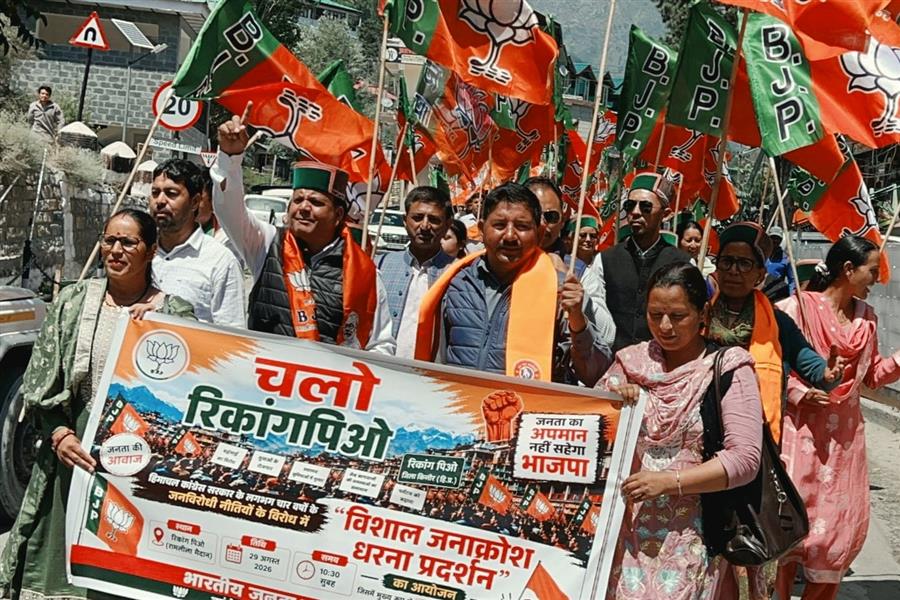 कांग्रेस सरकार की जनविरोधी नीतियों के खिलाफ कल्पा में भाजपा का जनाक्रोश, सरकार से मांगा चार वर्षों का हिसाब