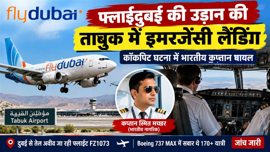  फ्लाई दुबई की उड़ान की ताबुक में इमरजेंसी लैंडिंग, कॉकपिट घटना में भारतीय कप्तान घायल