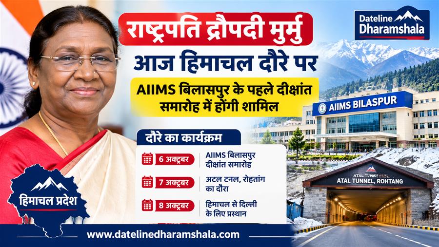 राष्ट्रपति द्रौपदी मुर्मू आज हिमाचल पहुंचेंगी, AIIMS बिलासपुर के पहले दीक्षांत समारोह में होंगी शामिल