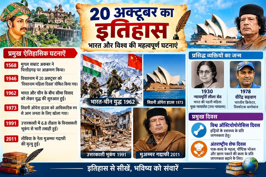 20 अक्टूबर का इतिहास: भारत-चीन युद्ध, सिडनी ओपेरा हाउस और प्रमुख घटनाएं