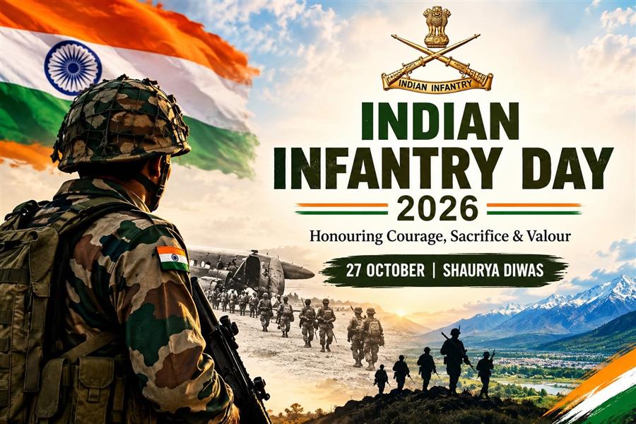 भारतीय पैदल सेना दिवस 2026: 27 अक्टूबर को वीर जवानों के शौर्य और बलिदान को करेगा देश नमन