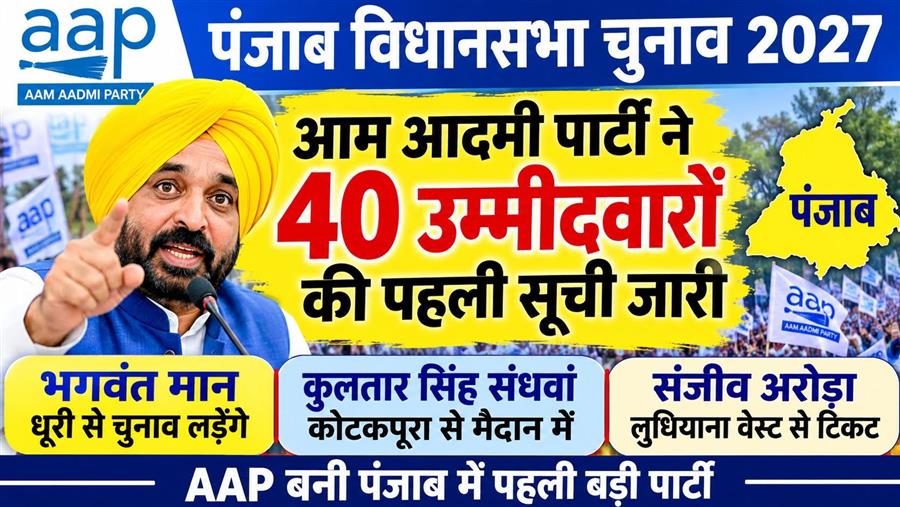 AAP ने पंजाब चुनाव 2027 के लिए घोषित किए 40 उम्मीदवार, धूरी से लड़ेंगे भगवंत मान