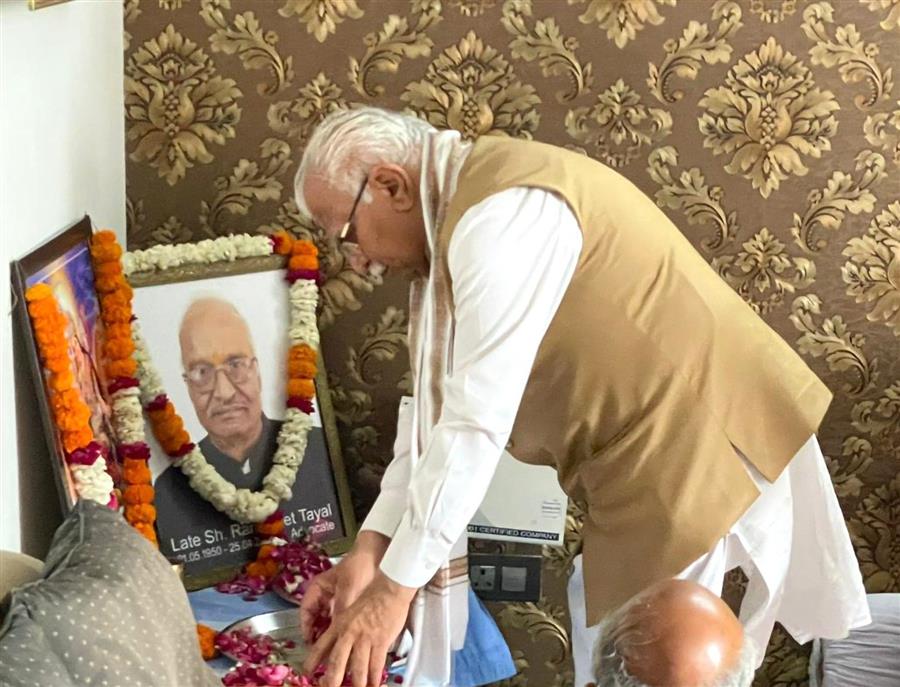 मुख्यमंत्री मनोहर लाल ने  स्वर्गीय रामछेत तायल के निधन पर शोक जताया