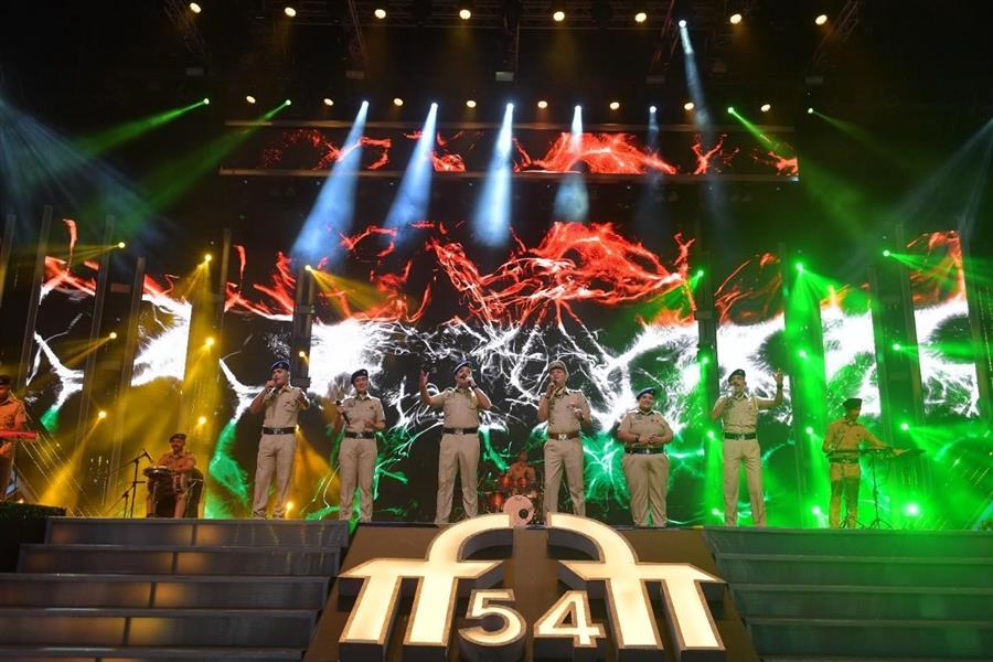 Himachal Pradesh Police Orchestra performs at the closing ceremony of IFFI 54 Goa