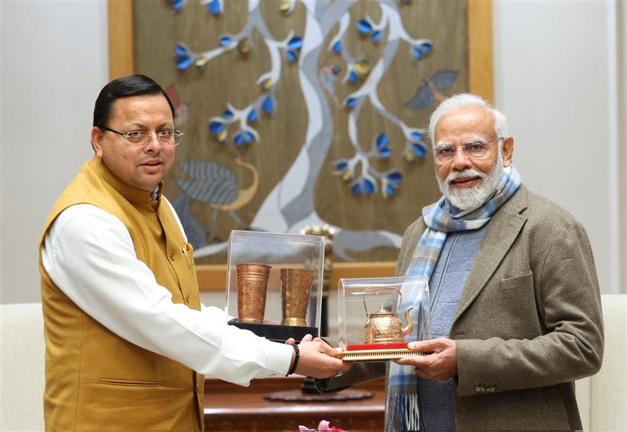 मुख्यमंत्री धामी ने प्रधानमंत्री  नरेन्द्र मोदी से भेंट की